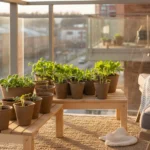 Stadtwohnung mit Gemüsepflanzen Anzucht